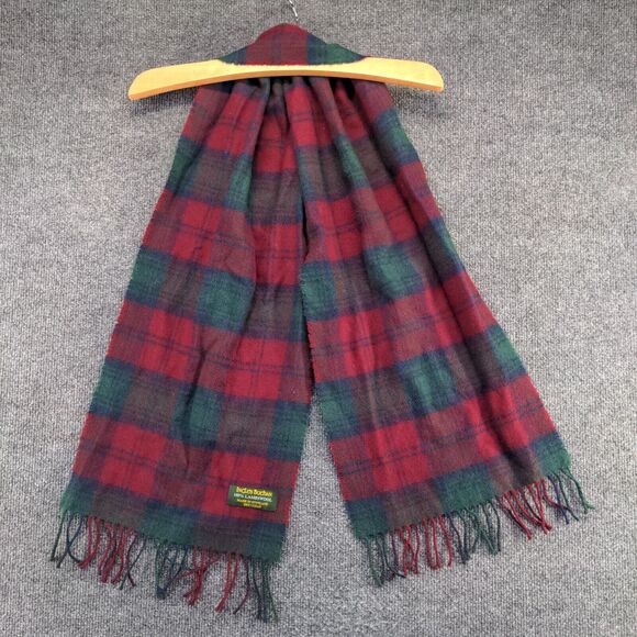 Ingles Buchan Men's Scarf Red Green 11x54 Plaid Made In Scotland 100% Lambswool - Picture 5 of 5